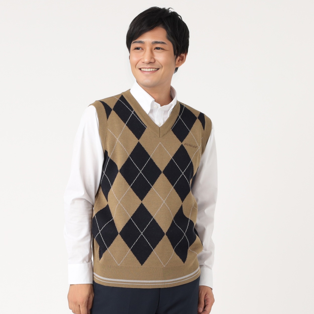 UNALLOYED 青 ダイヤモンドパターン ベスト S DUNLOP COLLECTION