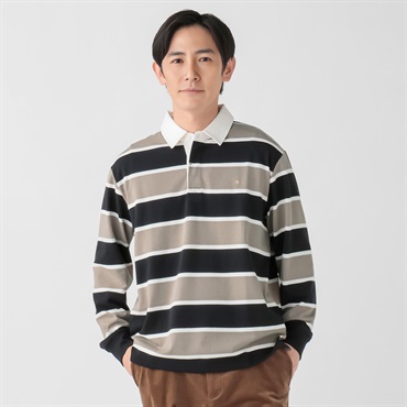 【美品】トムブラウン ラグビーシャツ ポロ 長袖 ボーダー トリコロール S POLO BCS 天竺ボーダーラガーシャツ メンズ | イオンスタイル