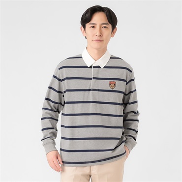 POLO BCS 天竺ボーダーラガーシャツ メンズ(ウスクロ-M)