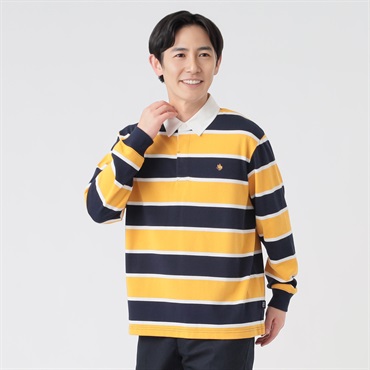 POLO BCS 天竺ボーダーラガーシャツ メンズ(キイロ-M)
