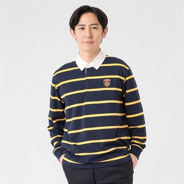 POLO BCS 天竺ボーダーラガーシャツ メンズ(コイアオ-M)