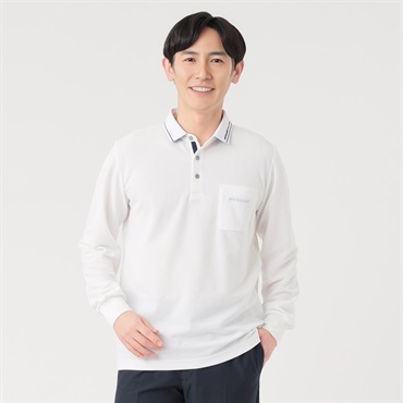 DUNLOP COLLECTION 台衿付鹿の子ポロシャツ メンズ(シロ-M)