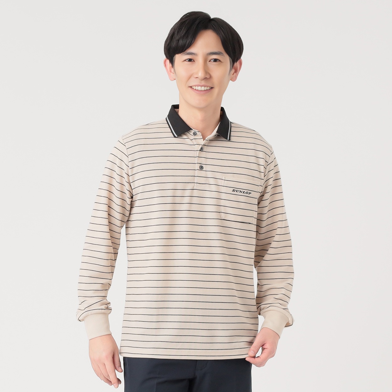 DUNLOP COLLECTION 台衿付鹿の子ポロシャツ メンズ(ウスチャ-XL)