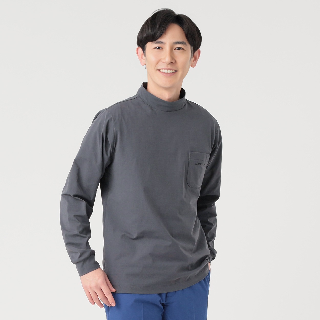 DUNLOP COLLECTION モックネックTシャツ メンズ(チャコ－ルグレ－-XL)
