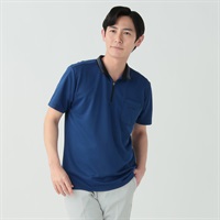 DUNLOP COLLECTION ハイネックジップTシャツ メンズ(アオ-M)