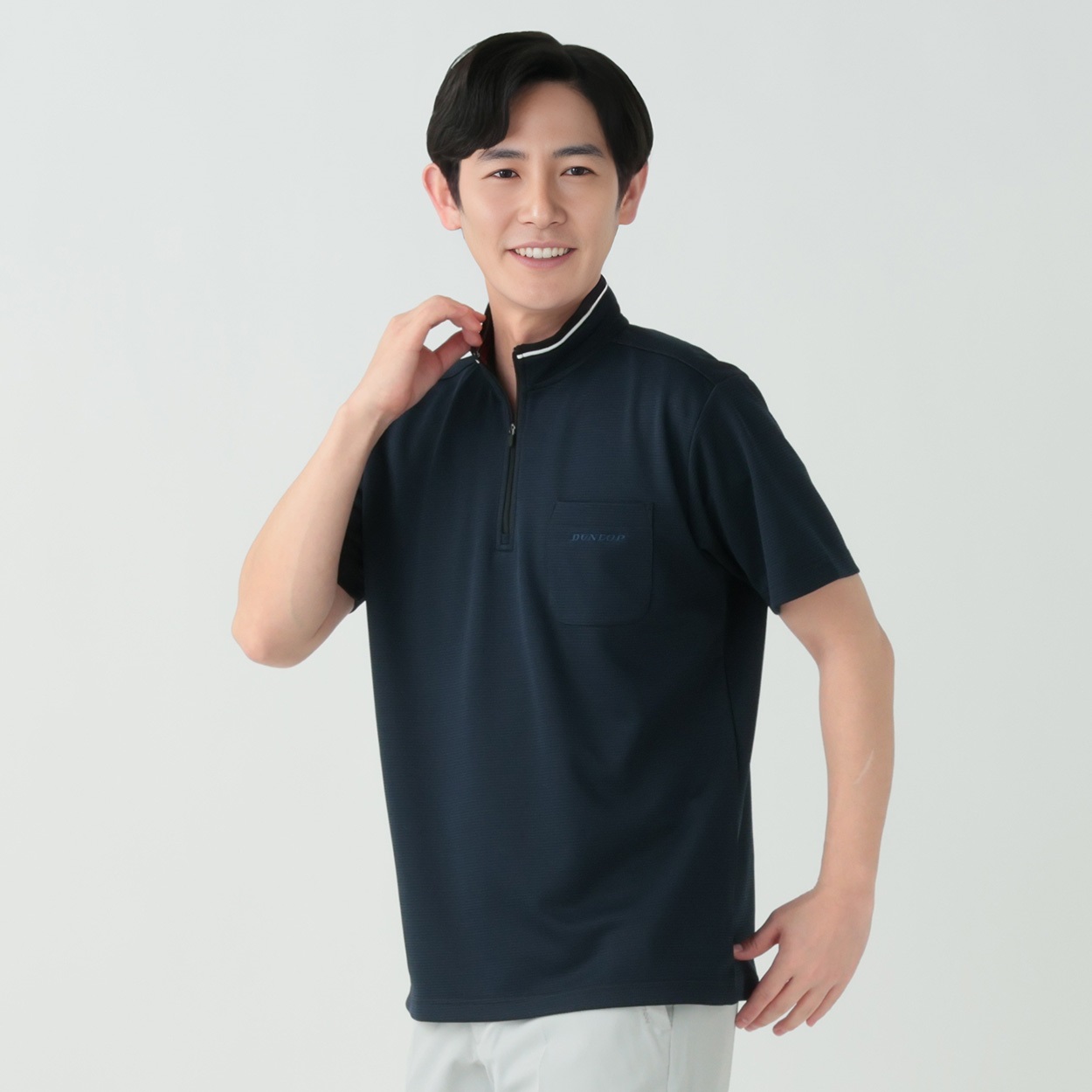 DUNLOP COLLECTION ハイネックジップTシャツ メンズ(コイアオ-M)