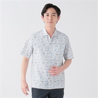 DUNLOP COLLECTION 通気総柄開襟シャツ メンズ(ウスクロ-M)