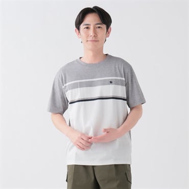 POLO BCS パネルボーダーTシャツ メンズ(ウスクロ-M)