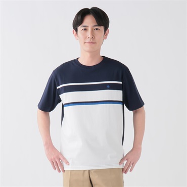 POLO BCS パネルボーダーTシャツ メンズ(コイアオ-M)
