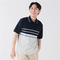 POLO BCS 切替ボーダーポロシャツ メンズ(コイアオ-M)