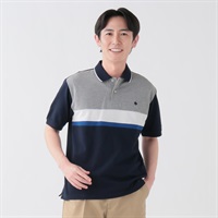 POLO BCS 切替ボーダーポロシャツ メンズ(Ａコイアオ-M)