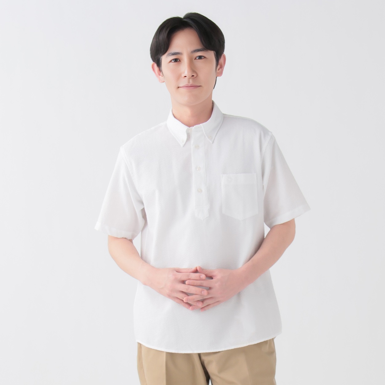 POLO BCS サッカーオックスシャツ メンズ(シロ-M)