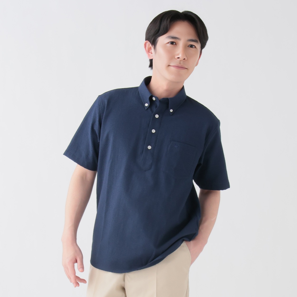 POLO BCS サッカーオックスシャツ メンズ(ウスアオ-L)