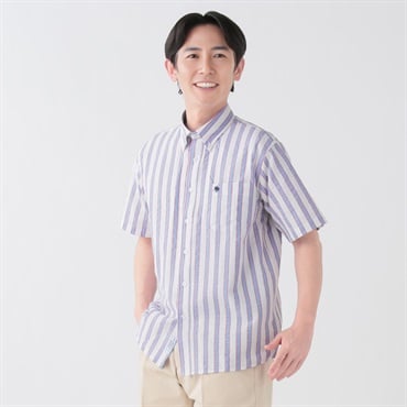 POLO BCS サッカーストライプシャツ メンズ(アカ-M)