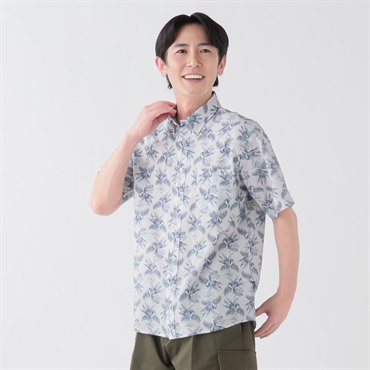 POLO BCS リップル半袖シャツ メンズ(シロ-M)