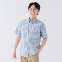 POLO BCS リップル半袖シャツ メンズ(アオ-M)