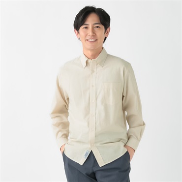 POLOBCS 麻入り無地シャツ メンズ(ウスチャ-M)