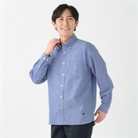 POLOBCS 麻入り無地シャツ メンズ(ウスアオ-M)