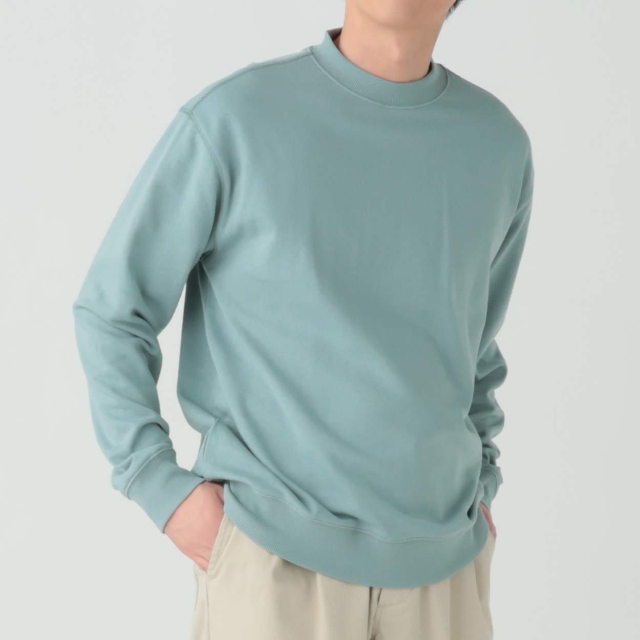 メルグラフ 裏毛クルートレーナー メンズ(ウスミドリ-XL)