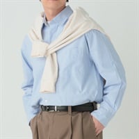 メルグラフ チェックストライプシャツ メンズ(ウスアオ-M)