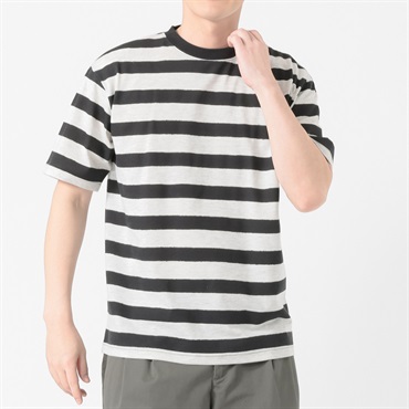 メルグラフ 半袖ボーダークルーTシャツ メンズ(チャコ－ルグレ－-M)