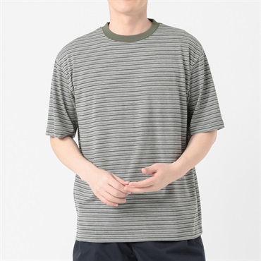 メルグラフ 半袖ボーダークルーTシャツ メンズ(コイミドリ-M)