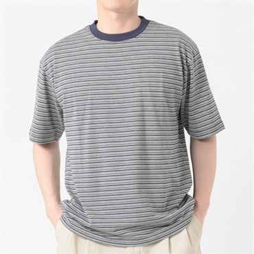 メルグラフ 半袖ボーダークルーTシャツ メンズ(コイアオ-M)