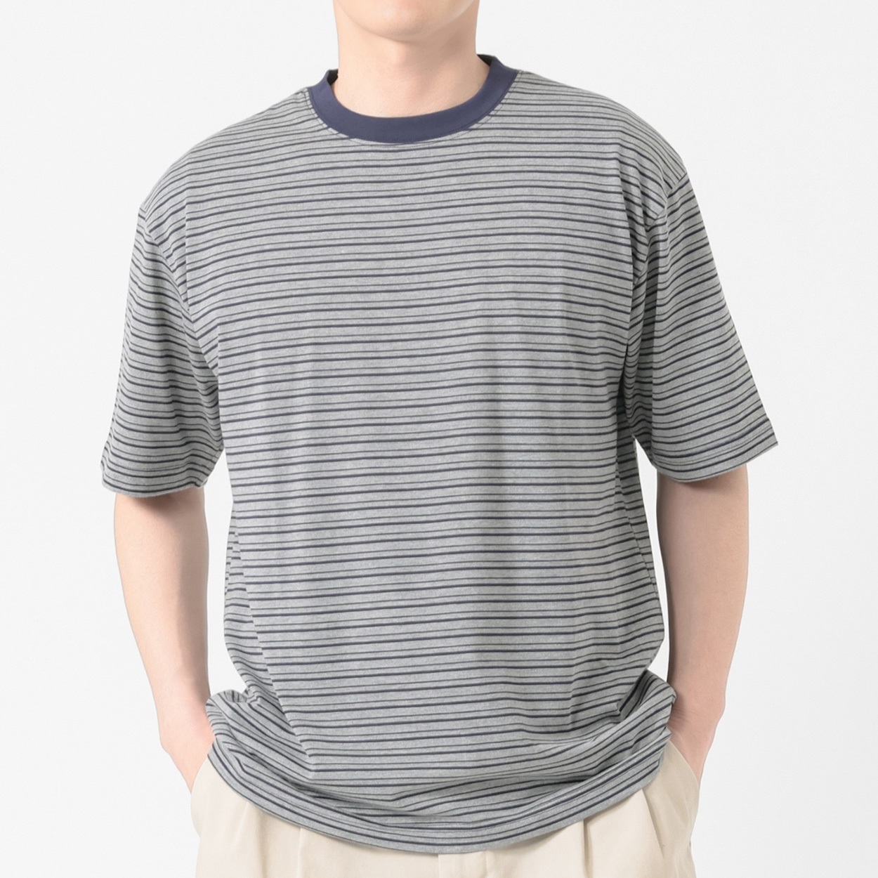 メルグラフ 半袖ボーダークルーTシャツ メンズ(コイアオ-L)