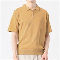 メルグラフ 半袖ニットポロ メンズ(キイロ-M)