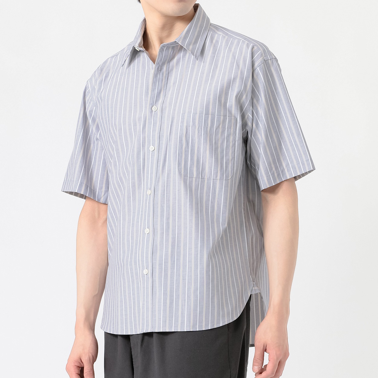 メルグラフ 半袖レギュラーシャツ メンズ(コイアオ-L)