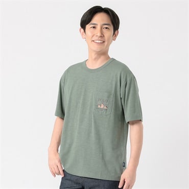 POLO BRITISH COUNTRY SPIRIT(ポロ・ビーシーエス) POLOBCS ポケットプリントTシャツ メンズ(ミドリ-M)