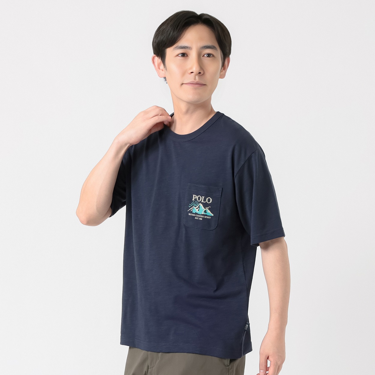 POLO BRITISH COUNTRY SPIRIT(ポロ・ビーシーエス) POLOBCS ポケットプリントTシャツ メンズ(コイアオ-XL)