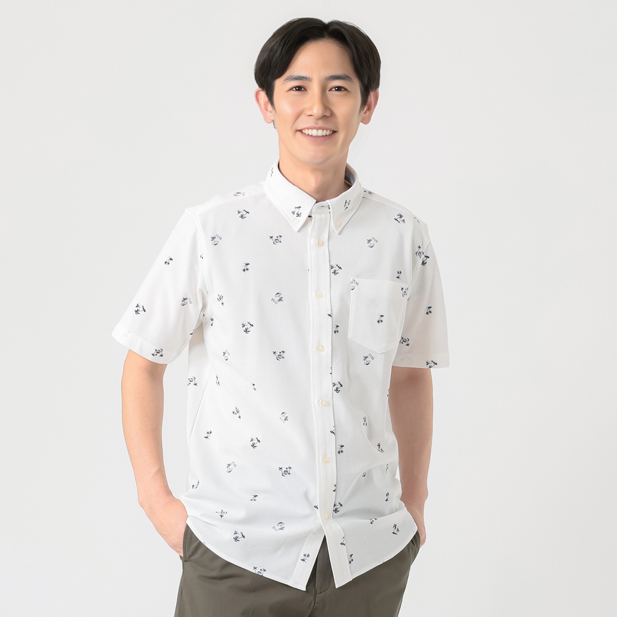 POLO BRITISH COUNTRY SPIRIT(ポロ・ビーシーエス) POLOBCS サッカー前開きポロシャツ メンズ(シロ-XL)