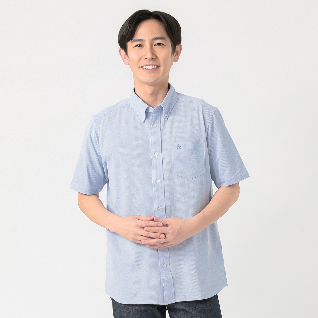 POLO BRITISH COUNTRY SPIRIT(ポロ・ビーシーエス) POLOBCS サッカー前開きポロシャツ メンズ(ウスアオ-XL)