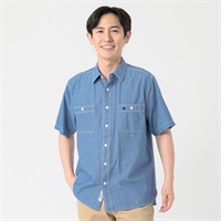 POLO BRITISH COUNTRY SPIRIT(ポロ・ビーシーエス) POLOBCS ダンガリー半袖シャツ メンズ(アオ-M)