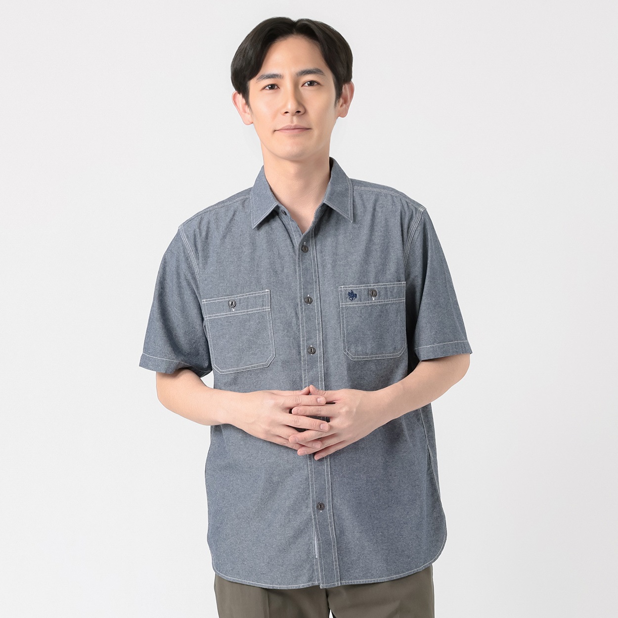 POLO BRITISH COUNTRY SPIRIT(ポロ・ビーシーエス) POLOBCS ダンガリー半袖シャツ メンズ(コイアオ-L)