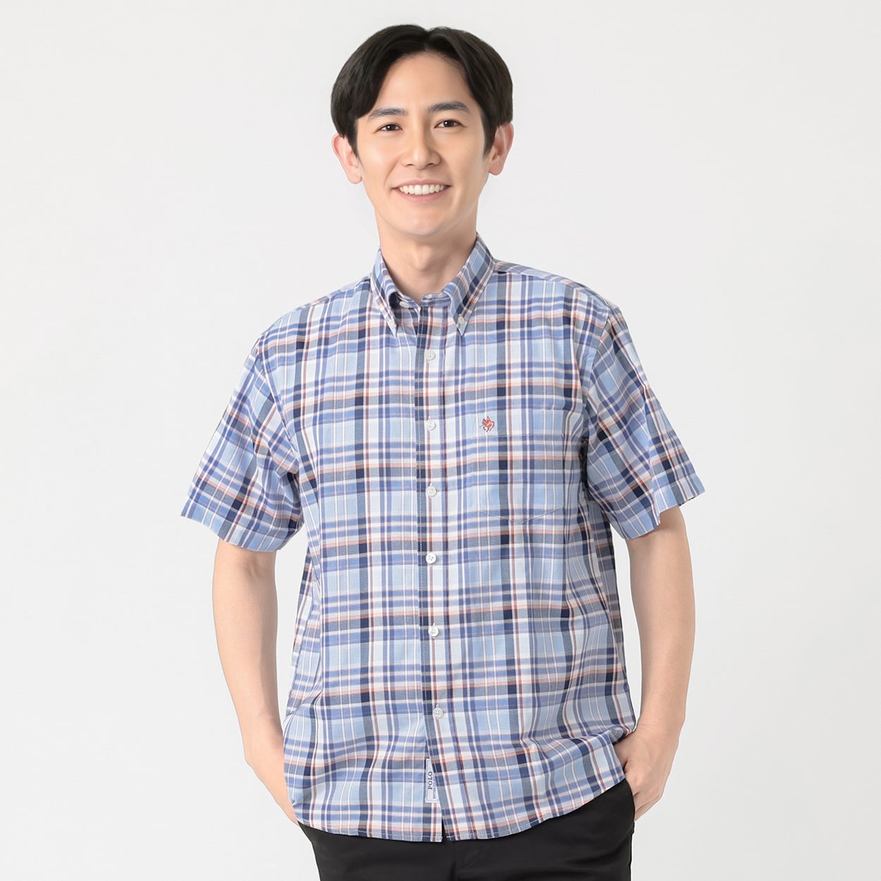 POLO BRITISH COUNTRY SPIRIT(ポロ・ビーシーエス) POLOBCS チェック柄シャツ メンズ(アオ-XL)