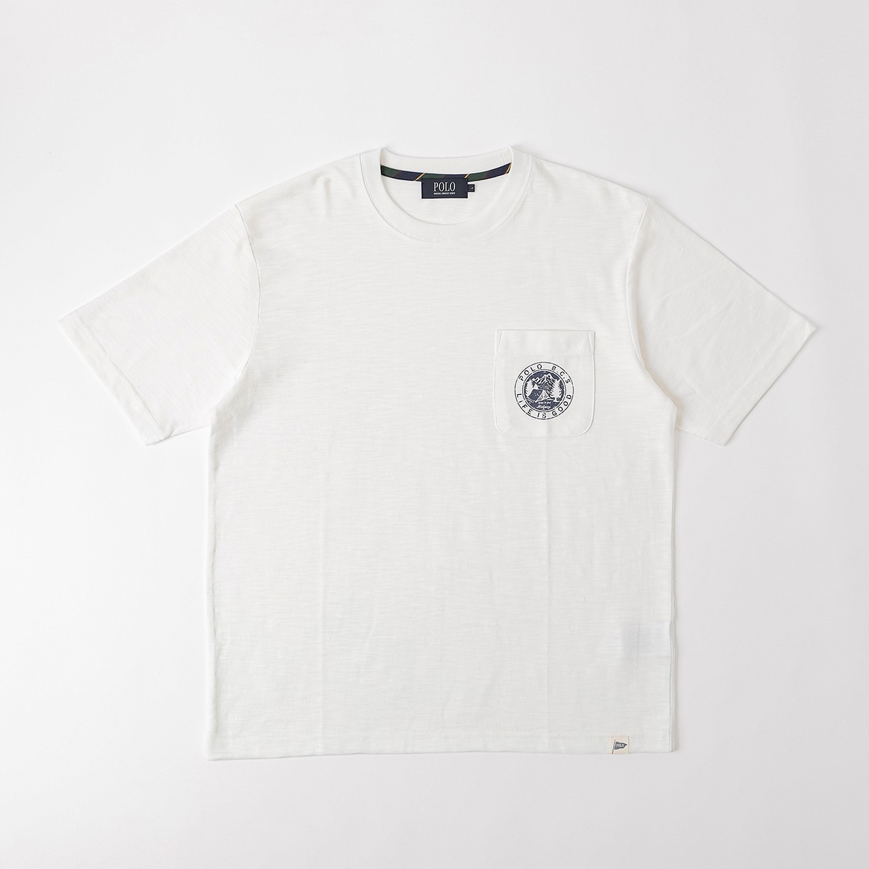 POLO BCS アウトドア柄Tシャツ メンズ(シロ-M)