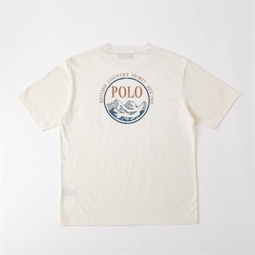 POLO BCS アウトドア柄Tシャツ メンズ(アイボリー-M)