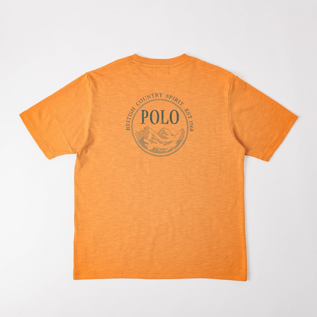 POLO BCS アウトドア柄Tシャツ メンズ(ダイダイ-M)