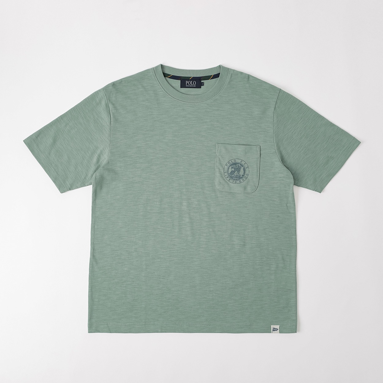 POLO BCS アウトドア柄Tシャツ メンズ(ウスミドリ-L)