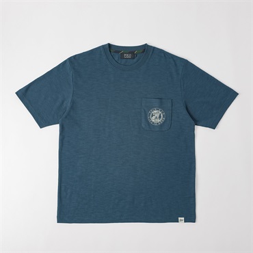 POLO BCS アウトドア柄Tシャツ メンズ(アオ-M)