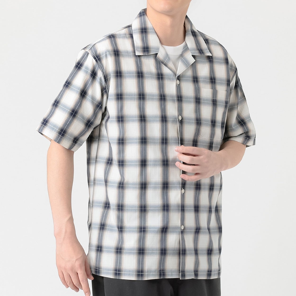 Melgraph.(メルグラフ) チェック開襟シャツ メンズ(コイアオ-XL)