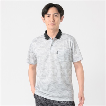DUNLOP COLLECTION 総柄リーフ半袖ポロシャツ メンズ(ウスクロ-M)