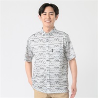 DUNLOP COLLECTION 総柄ボーダー半袖シャツ メンズ(ウスクロ-M)