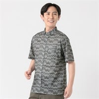 DUNLOP COLLECTION 総柄ボーダー半袖シャツ メンズ(チャコ－ルグレ－-M)