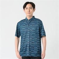 DUNLOP COLLECTION 総柄ボーダー半袖シャツ メンズ(コイアオ-M)