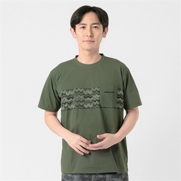 DUNLOP COLLECTION パネルボーダーTシャツ メンズ(コイミドリ-M)