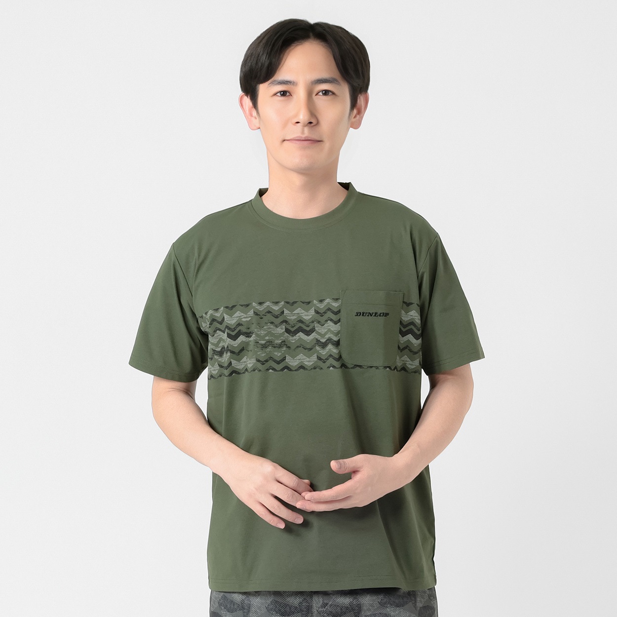 DUNLOP COLLECTION パネルボーダーTシャツ メンズ(コイミドリ-M)