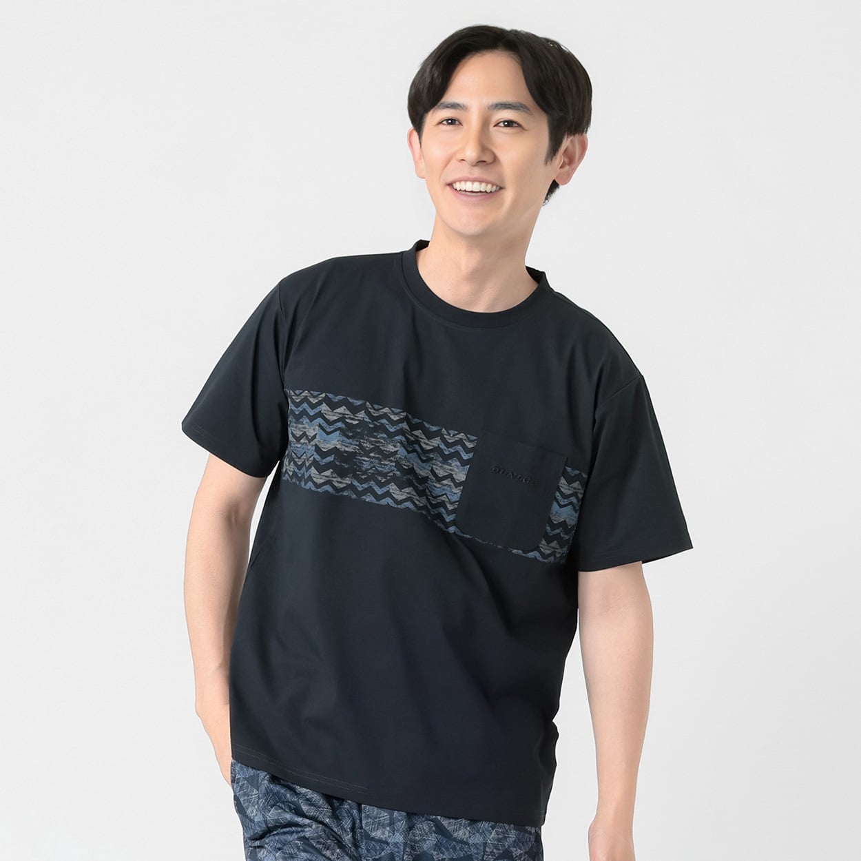 DUNLOP COLLECTION パネルボーダーTシャツ メンズ(コイアオ-M)